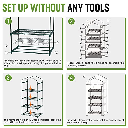 WORKPRO Mini Greenhouse, 4-Tier Portable Small Greenhouses for Outdoor Indoor with Shelves and Thicken PE Cover, White - 27" L x 19" W x 63" H, Ideal Gardening Gifts for Women Men - style: 27" L x 19" W x 63" H - 4 Tier
