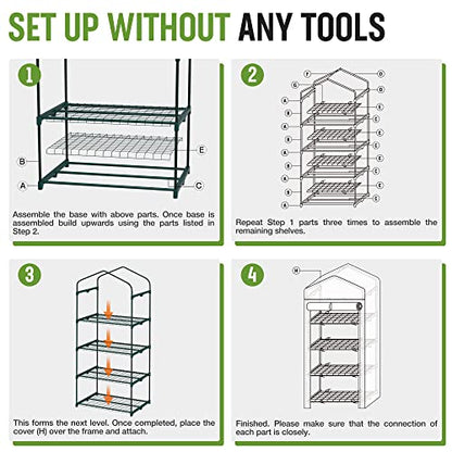 WORKPRO Mini Greenhouse, 4-Tier Portable Small Greenhouses for Outdoor Indoor with Shelves and Thicken PE Cover, White - 27" L x 19" W x 63" H, Ideal Gardening Gifts for Women Men - style: 27" L x 19" W x 63" H - 4 Tier