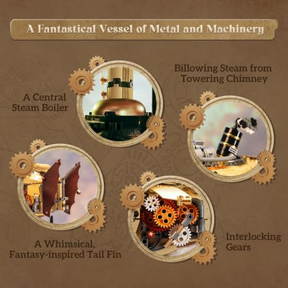 PANTASY Steampunk Airship Building Set for Adults - size: Steampunk Airship