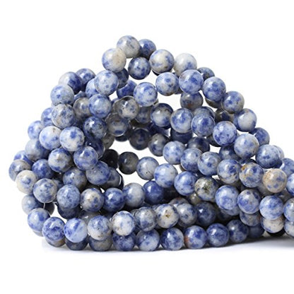 45PCS 8mm Natural Blue White Sodalite Gemstone Round Loose Beads for Jewelry Making 1 Strand 15" - color: Blue White Sodalite, size: 8mm