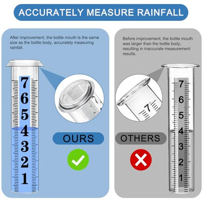 Accurate Rain Gauge Outdoor,7" Rain Gauges Outdoors Best Rated with Stainless Steel Rack Holder, Thickened Plastic Large Precise rain Measure Guage for Yard Fence Garden Lawn - color: Large Font Rain Gauge 2