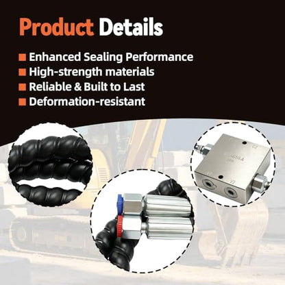 New Mini Excavator Swivel Motor Cushion Valve Kit Complete Hydraulic Assembly Fit for Mini Excavators with 1/4'' Hydraulic Hoses and M14×1.5 Thread, Straight Hole