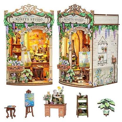 Monet's Studio Book Nook Kit, DIY Miniature House Kit with LED Light - color: Monet's Studio
