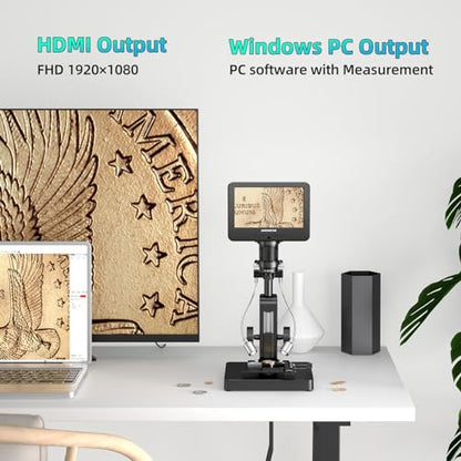 Andonstar AD266S 20X-5000X HDMI Digital Microscope, 5 Lens 2160P UHD Video - style: AD266S-7"+ Metal Biological Stand