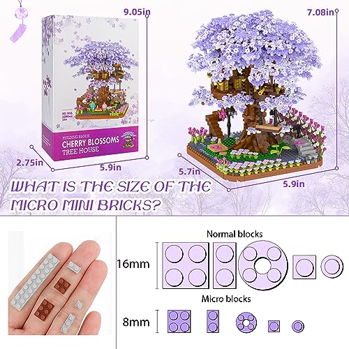 NEWABWN Cherry Blossom Bonsai Tree Mini Micro Building Set, Japanese Sakura Tree House Model Sets for Adults, Flowers House Mini Bricks Building Kit, Creative Gift Toys for Teens 14 (2200PCS) - style: C