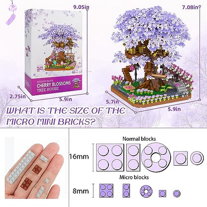 NEWABWN Cherry Blossom Bonsai Tree Mini Micro Building Set, Japanese Sakura Tree House Model Sets for Adults, Flowers House Mini Bricks Building Kit, Creative Gift Toys for Teens 14 (2200PCS) - style: C