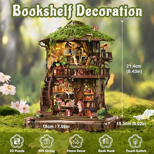 Forest Tea Book Club Book Nook Kit with LED Treehouse Library - style: Forest Tea Book Club