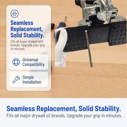 Drywall Stilt Sole Replacement Kit - 4Pcs Drywall Stilt Non-Slip Mats for Construction, Painting, Electrical Work Universal Anti-Slip Pads for All Stilts