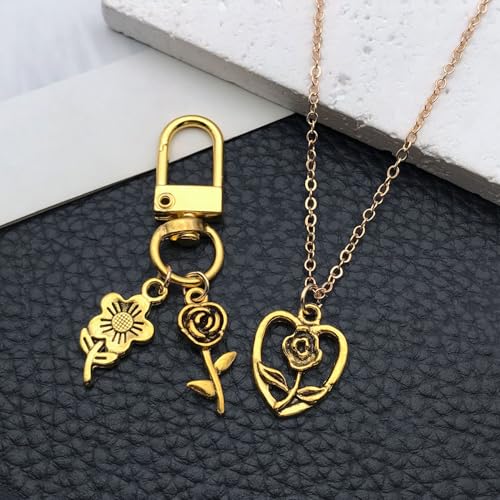 WOCRAFT 60pcs Antique Gold Flowers Bracelet Charms for Jewelry Making Sets DIY Necklace Bracelet Keychain Crafting Charms Kit Craft Supplies (SN876) - color: Antique Gold, size: Flowers Charms