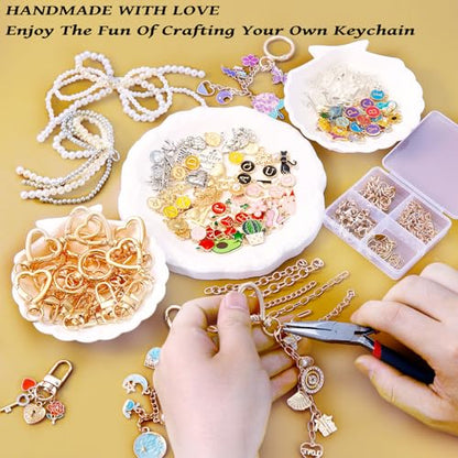 Wurosi 544Pcs Bag Charm Kit, Charms Lip Gloss Keychain Making Kit - color: 544 Pcs Gold Keychain Kits