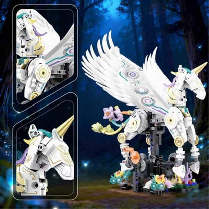 Unicorn Building Set 800+ Pcs STEM Toy Ages 8-12, Walking & Flapping Wings, Compatible with Major Building Blocks, Gift for Boys Girls