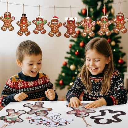 Tinlade 32 Set Christmas Gingerbread Suncatchers Crafts Xmas DIY Activities - style: Gingerbread Man