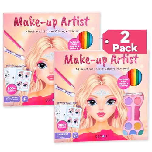 BSCOOL 2 Pcs Makeup Book for Kids Pretend Play Kit with Coloring Book - color: Multipack - 2PCS Make Up Studio