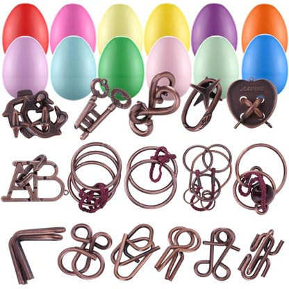 16 Pack Easter Eggs Filled with Brain Teaser Puzzles Toys, Easter Basket Stuffers for Kids Teens Adults, Easters Egg Fillers for Kids Boys Girls, Easters Eggs Hunt Game, Classroom Prize Supplies - style: 16 PC
