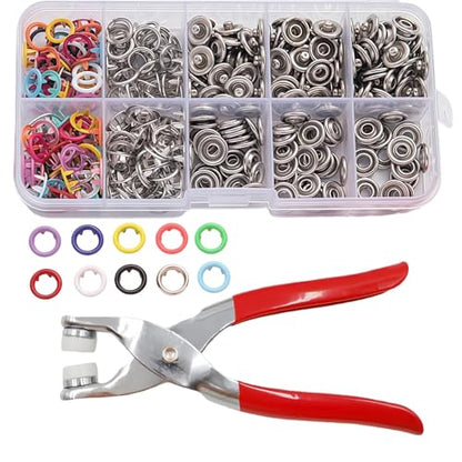100 Sets Snap Button Kit with 10 Colors,Metal Snaps Buttons with Metal Pliers and Fastener Parts,Multicolor Press Tool Kit Perfect for DIY Clothing and Crafts(9.5mm) - style: 100 Sets