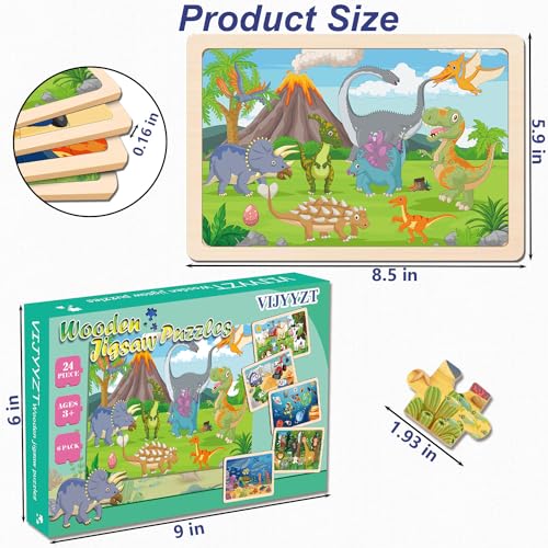 Puzzles for Kids Ages 3-5, Wooden Jigsaw Puzzles 24 Pieces 6 Pack - color: 6 Packs Wooden - 24 Pieces Each - Various Themes