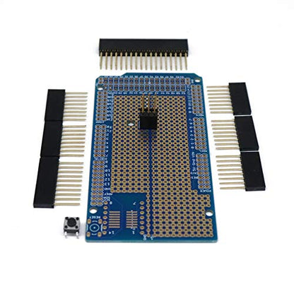 Treedix 3 pcs Prototype Shield Board Solderable Universal BreadBoard PCB Double Sided Tinned Gold Plated Holes with Female Header Compatible with Arduino Mega 2560