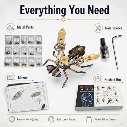 3D Metal Puzzle Kits for Adults Teens-160+Pcs-Mechanical Assembly Bee Insect Models-3 Hours to Build-Ideal for Birthday Gifts and Decorations(Mechanical Bee A) - style: Mechanical Bee A
