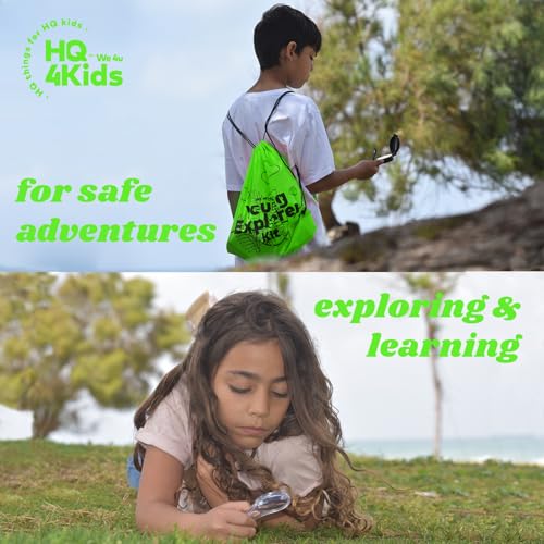 Outdoor Adventure Kit for Kids: Binoculars, Compass, Magnifying Glass & Flashlight. 3-12 Year Old Boys & Girls (Green) (Green) - color: Green