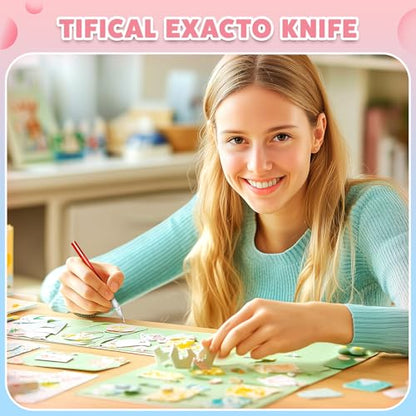 55PCS Exacto Knife Set, Craft Knife, Hobby Knives with 50PCS Blades - style: Purple – 5 Knives / 50 Blades