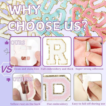Chenille Letter Patches 102Pcs Self Adhesive Stickers for Clothes Backpacks - color: 102 Pcs Letter Patches