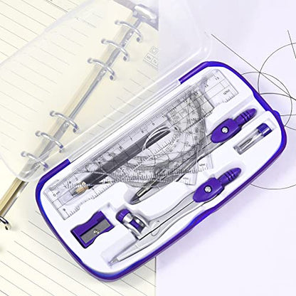 Unjoo Math Geometry Set 10 Pcs, Compass and Protractor for Students(Purple - color: Purple1