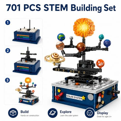 Hand-Cranked Solar System Building Set with Light