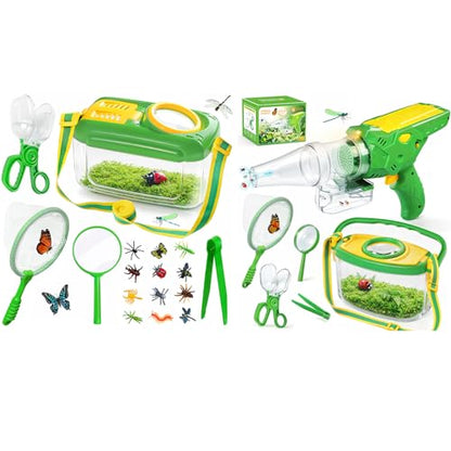 Bug Catcher for Kids, Bug Vacuum Catching Kit with Bug Collector Butterfly Net Magnifying Glass Bugs Grabber Insect Catcher Tweezers, Outdoor Explorer Toys Gift