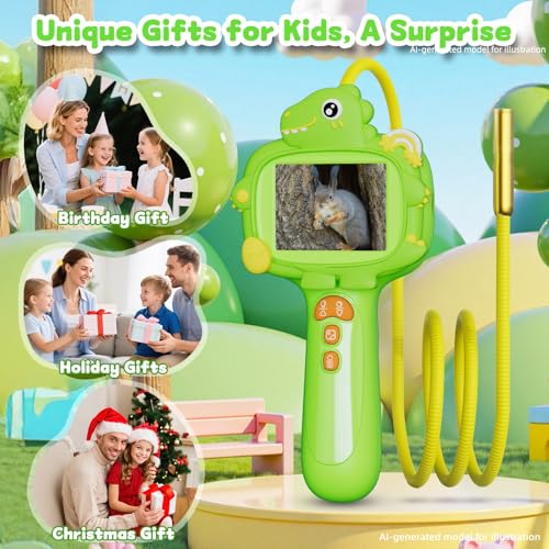 Kids Borescope Camera with Light, STEM Educational Toy, Green - color: Green