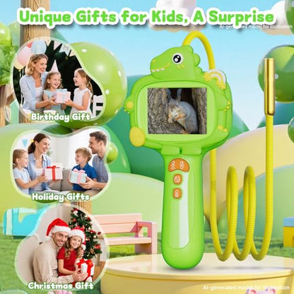 Kids Borescope Camera with Light, STEM Educational Toy, Green - color: Green