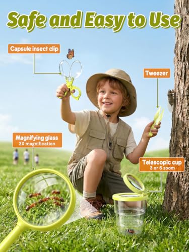 Acoath Microscope for Kids, Bug Catcher, 2.4" IPS Screen Bug Catching Kit - color: Lime Green