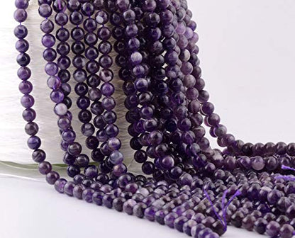 Natural Stone Beads 100pcs Round Genuine Real Stone Beading Loose Gemstones Hole Size 1mm DIY Smooth Bead for Bracelet Necklace Earrings Jewelry Making (Amethyst Purple, 6mm) - color: Amethyst Purple, size: 6mm