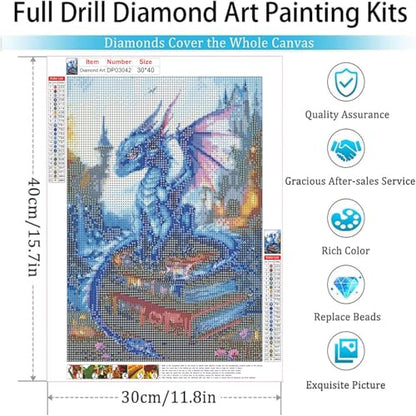 Diamond Art Kits for Adults,Dragon and Book Diamond Painting Kits 12 x 16in - color: DP03042
