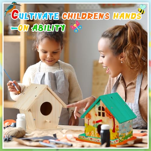 Liliful 4 Pack Bird House Kit for Kid, Wood DIY Birdhouse, Seasonal Style - color: Seasonal Style