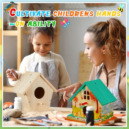 Liliful 4 Pack Bird House Kit for Kid, Wood DIY Birdhouse, Seasonal Style - color: Seasonal Style