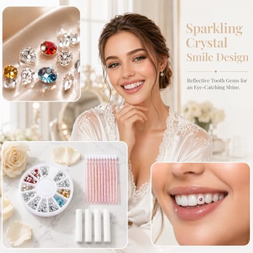 NZUCPZ 120Pcs Tooth Gems Kit DIY Crystal Teeth Jewelry Set Y2K Tooth Gem Starter Kit with Diamonds Gems for Teeth Fashion Dental Accessories Professional Use Gold and Silver Style