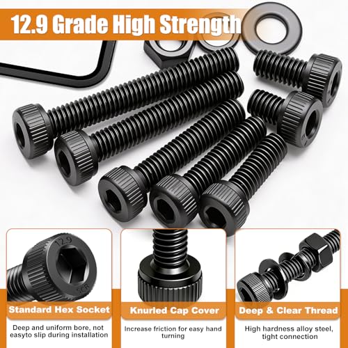 mankk 521PCS M4 Bolts Assortment Kit, Hex Socket Head Cap Hardware - size: M4, style: Hex Socket Cap