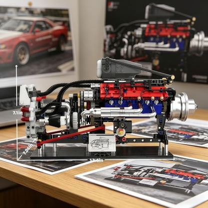 V8 Supercharged Engine Model Set that Run for Adults Kids,1151PCS