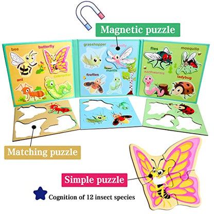 Magnetic Puzzles for Kids Ages 3-5, Travel Toddler Insect Puzzle Toy - style: Insect