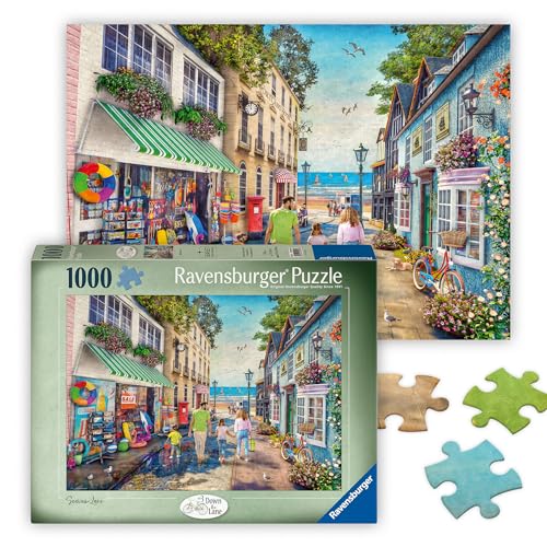 Ravensburger - Seaview Lane - 1000 Piece Jigsaw Puzzle - Stunning, Vivid Colors - Inspired Family Scene - Quaint Seaside Town - Puzzles for Adults - style: New Design