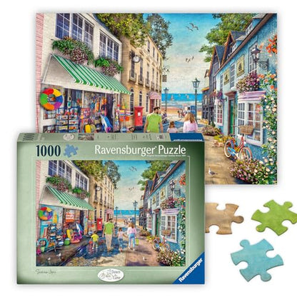 Ravensburger - Seaview Lane - 1000 Piece Jigsaw Puzzle - Stunning, Vivid Colors - Inspired Family Scene - Quaint Seaside Town - Puzzles for Adults - style: New Design