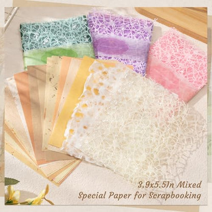 104 Sheets Textured Scrapbook Paper & Mesh Fabric Assorted Set, 4 Pack - color: Mesh Design