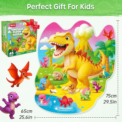 SYNARRY Dinosaur Floor Puzzles for Kids Ages 3-5 Large 45-Piece - style: Dinosaur