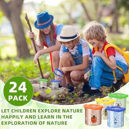 Halloscume 24 Pcs Insert Bug Viewer for Kids Magnifying Insect Box