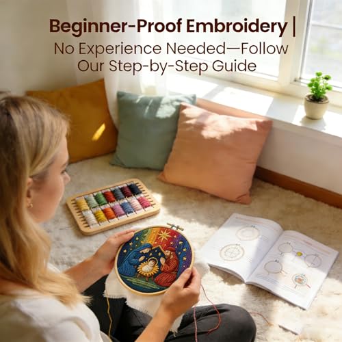 Christmas Nativity Embroidery Kit, Cross Stitch Kit for Adults DIY Craft - color: shengjing-3