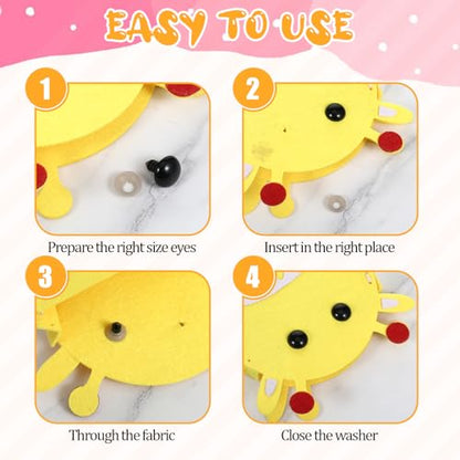 60Pcs 15mm Safety Eyes, Spiral Black Plastic Safety Eyes Crafts Safetys Eye with Washers for Bear Doll Puppet Plush Animal DIY Craft