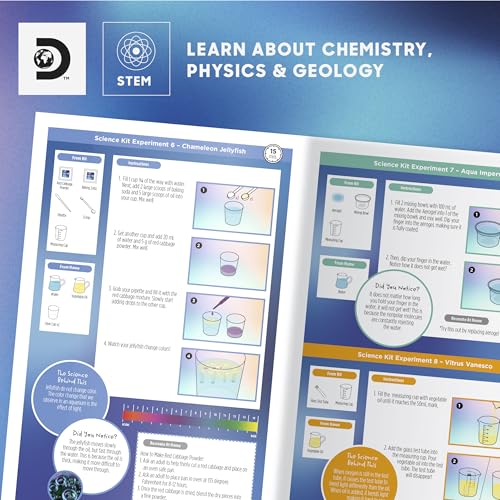 Discovery™ Magic Science Lab – 72 STEM Experiments for Kids| Reactions, Illusions, Crystals, Slime & Light Tricks| DIY Chemistry Project Kit| Educational Learning Toy| Physics Activity Set Ages 8+