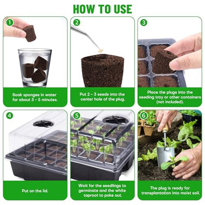50 Pcs Seed Starter Plugs,Replacement Root Grow Sponges Plant Plugs,Great for Soil, Tray or Planting Pods, Promotes Herbs, Vegetables and Flowers Growth