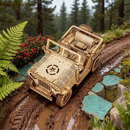 3D Wooden Puzzles for Adults,Wooden Toy for Kids and Adults,Model Building Kit,Educational Brain Teaser,Best Educational Christmas Birthday Day Gift for Friends (Wooden Jeep) - color: Wooden Jeep