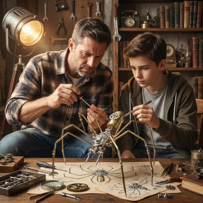 Retro Steampunk Mechanical Insect Craft – 140+ Parts 2-3 Hours Build Time 96% Success Rate 3D Metal Spider Puzzle Unique for 14+ Teens Men Adults Desk Ornament (Frons Spider) - style: Frons Spider